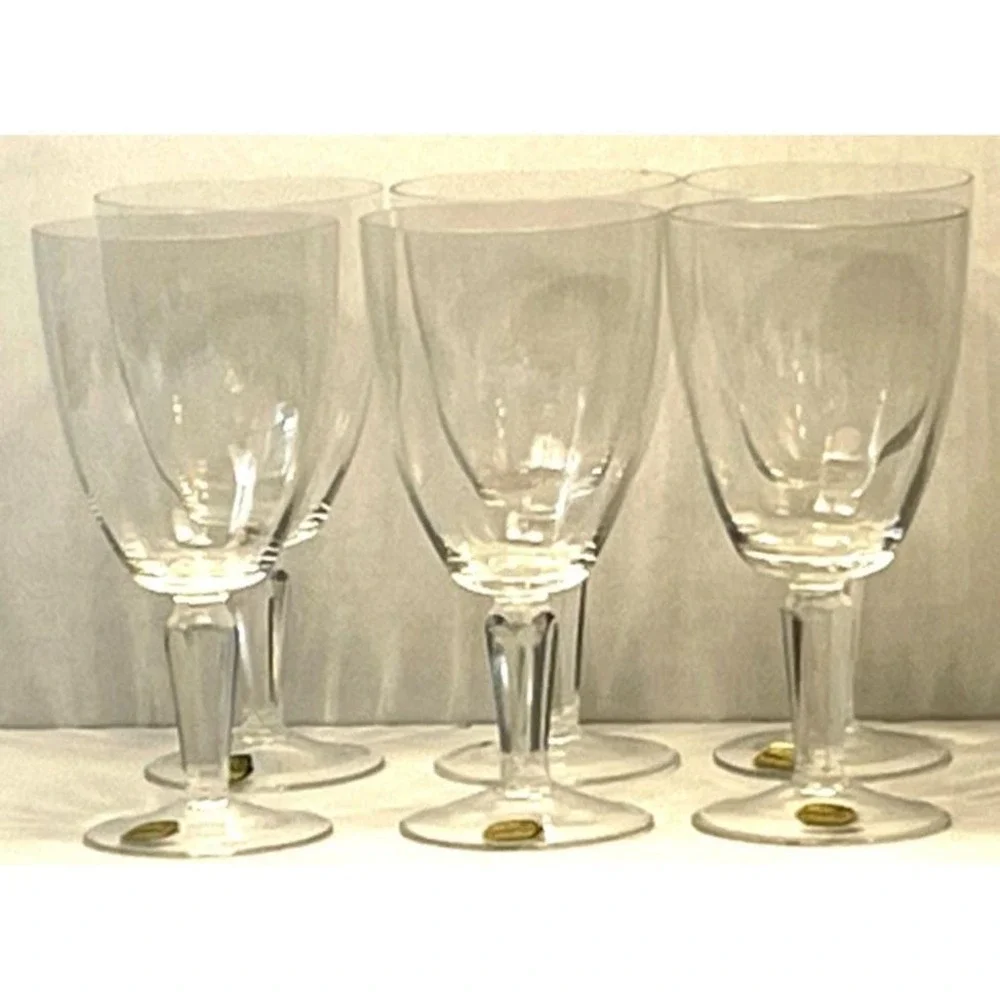 Vintage Bohemia Czech Crystal Stemware Glasses Set of 6  8oz Wine‎ Water